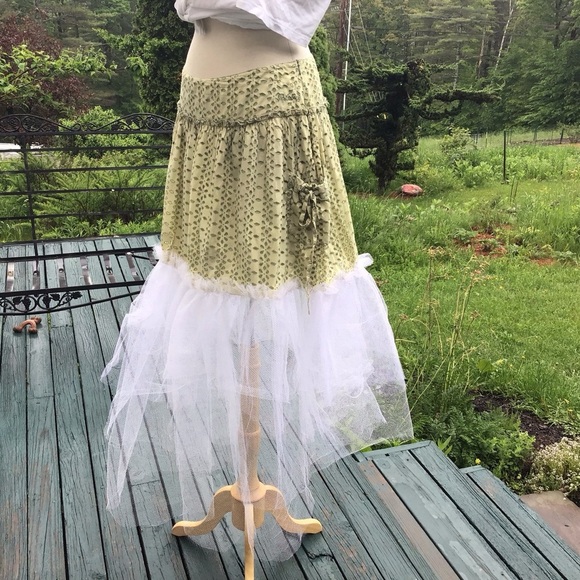 Fairycore Whimsygoth boho balletcore tiered upcycled Billabong tutu maxi skirt M - Picture 4 of 9